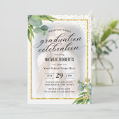 Moderne Gold Gerahmt Foliage Foto Graduation Party Einladung (Stehend Vorderseite)