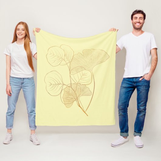 Moderne Gold Gingko-Blätter Fleecedecke (Beispiel)