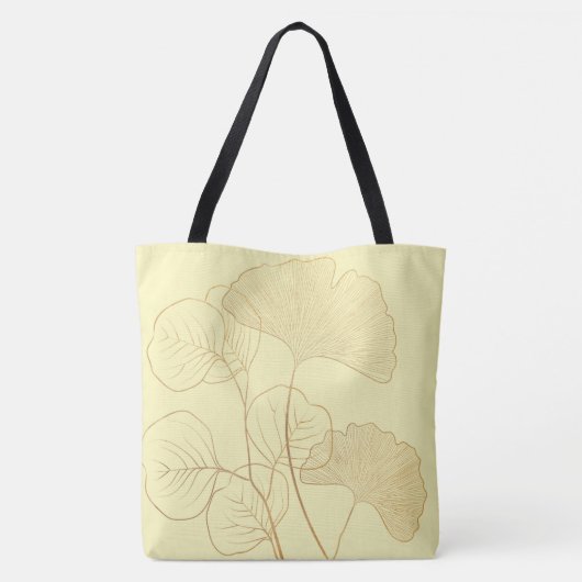 Moderne Gold Gingko-Blätter Tasche (Rückseite)