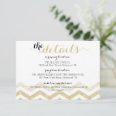 Moderne Gold Glamour Zickzack Information Card Begleitkarte (Stehend Vorderseite)