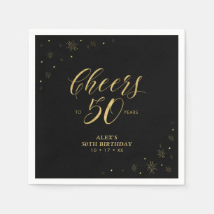Moderne Gold Glanz & Prost 50. Geburtstagsfeier Serviette