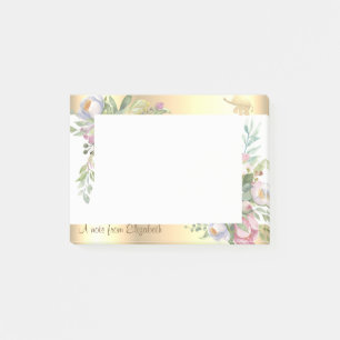 Moderne Gold Glitter Elefant Blumen-Personalisiert Post-it Klebezettel
