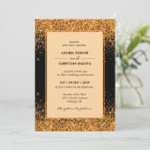 Moderne Gold-Glitter-Hochzeitseinladung Einladung (Stehend Vorderseite)