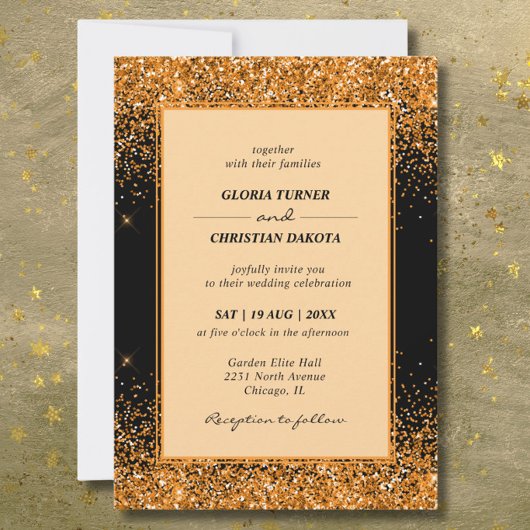 Moderne Gold-Glitter-Hochzeitseinladung Einladung