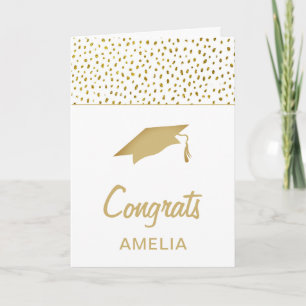 Moderne Gold Glitter-Kongratulations Abschlussmütz Karte