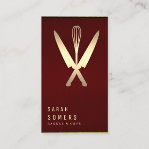 Moderne Gold Glitter Messer & Schneebesen Bäckerei Visitenkarte