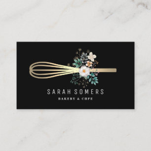 Moderne Gold Glitter Whisk Bäckerei Visitenkarte