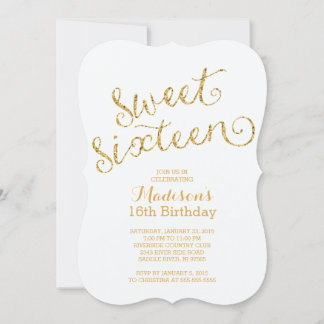 Moderne Gold Glitzer 16 . Geburtstag Geburtstagspa Einladung