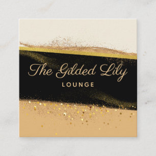Moderne Gold Glitzer Black and Beige Business Card Quadratische Visitenkarte