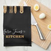 Moderne Gold Glitzer Black Cooking Backutensitäten Geschirrtuch (Viertel Falte)