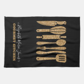 Moderne Gold Glitzer Black Cooking Backutensitäten Geschirrtuch (Horizontal)
