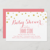 Moderne Gold Glitzer Confetti Dots Kinderdusche Einladung (Vorne/Hinten)