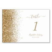 Moderne Gold Glitzer Edge White Wedding Tischnummer (Vorderseite)