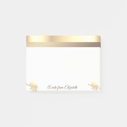Moderne Gold Glitzer Elefanten - Personalisiert Post-it Klebezettel (Vorderseite)