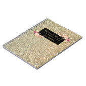 Moderne Gold Glitzer Glitzern Girl Floral Notizblock (Linke Seite)