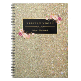 Moderne Gold Glitzer Glitzern Girl Floral Notizblock