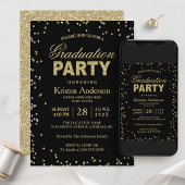 Moderne Gold Glitzer Glitzern Graduation Party Einladung