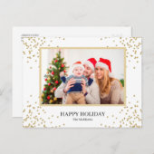 Moderne Gold Glitzer Holiday Family Foto Postkarte (Vorne/Hinten)