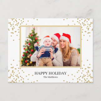 Moderne Gold Glitzer Holiday Family Foto Postkarte