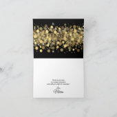 Moderne Gold Glitzer Lights auf Black Dankeskarte (Innenseite)