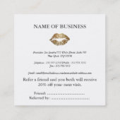 Moderne Gold Glitzer Lips Empfehlen Quadratische Visitenkarte (Rückseite)