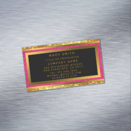 Moderne Gold Glitzer Pink Linde Magnetische Visitenkarte
