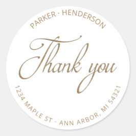 Moderne Gold Glitzer Rücksendeadresse Vielen Dank Runder Aufkleber