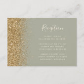 Moderne Gold Glitzer Sage Green Wedding Reception Begleitkarte (Vorderseite)
