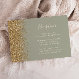 Moderne Gold Glitzer Sage Green Wedding Reception Begleitkarte