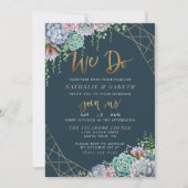 Moderne Gold Glitzer Script & Succulents Wedding Einladung (Vorderseite)