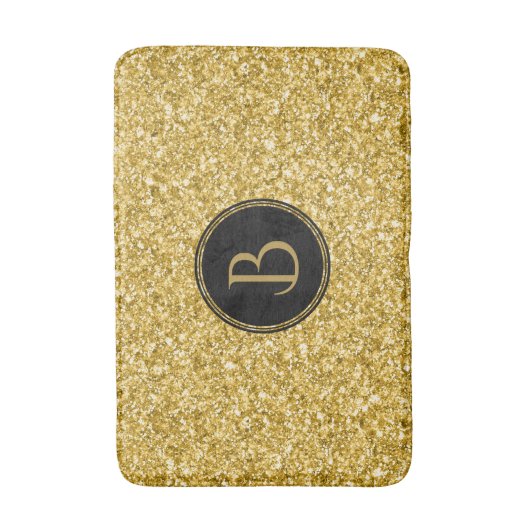 Moderne Gold Glitzer Textur mit Monogramm Badematte (Vorderseite Vertikal)