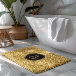 Moderne Gold Glitzer Textur mit Monogramm Badematte