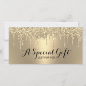 Moderne Gold Glitzer Tropfens Salon Geschenkgutsch (Vorderseite)