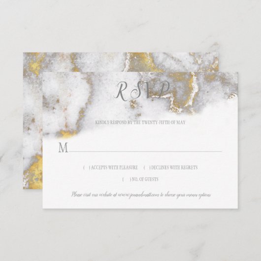 Moderne Gold Glitzer- und Graumarmoreffekte UAWG RSVP Karte (Vorne/Hinten)