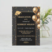 Moderne Gold Glitzern Grad Einladung Black (Stehend Vorderseite)
