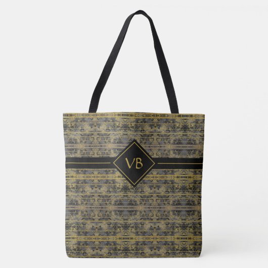 Moderne Gold-Glitzern Mit Monogramm Tasche (Vorderseite)