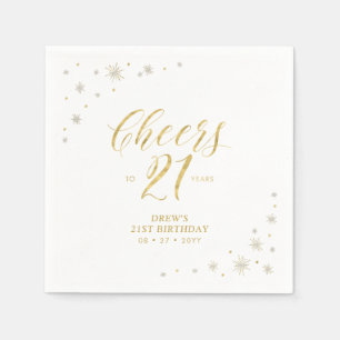 Moderne Gold Glitzernde 21. Geburtstagsfeier Serviette