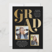 Moderne Gold Grad Foto Graduation Party Einladung (Vorderseite)