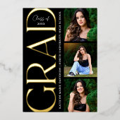 Moderne Gold Grad Multi Foto Abschlussfeier Folieneinladung (Vorderseite)