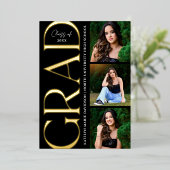 Moderne Gold Grad Multi Foto Abschlussfeier Folieneinladung (Stehend vorne)