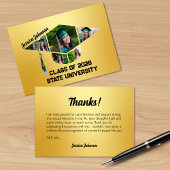 Moderne Gold Graduation Cap Form Foto Collage Dankeskarte