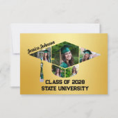 Moderne Gold Graduation Cap Form Foto Collage Dankeskarte (Vorderseite)