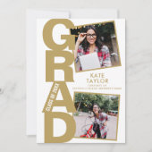 Moderne Gold Graduation Party 3 Foto Einladung (Vorderseite)