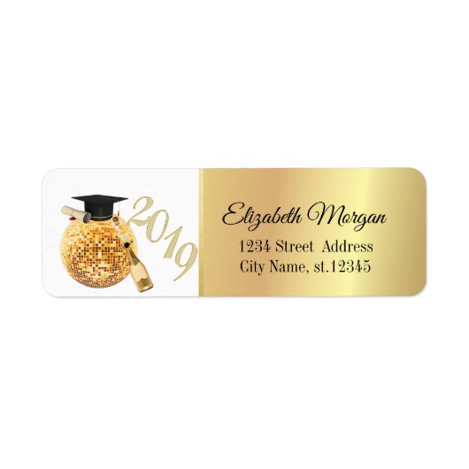 Moderne Gold Graduierungskappe, Disco Ball, Wein (Vorne)