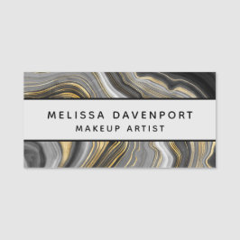 Moderne Gold & Grau Agate Geode Abstrakt Namensschild