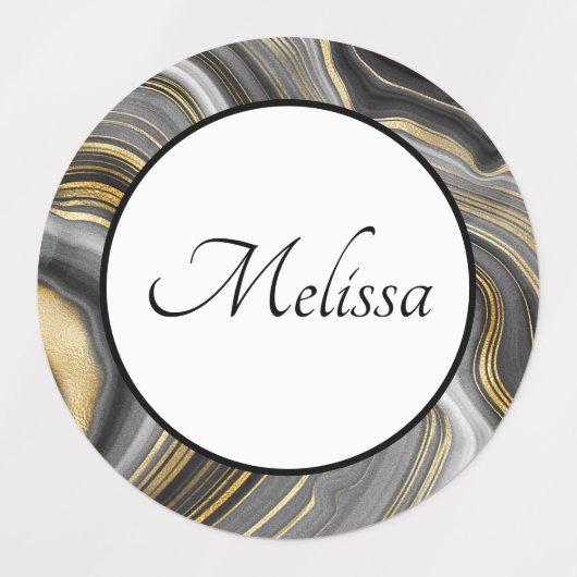Moderne Gold & Gray Agate Geode Etiketten (Design 1)
