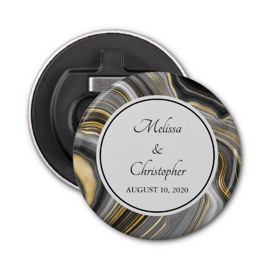 Moderne Gold & Gray Agate Geode Flaschenöffner (Vorderseite)