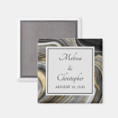 Moderne Gold & Gray Agate Geode Mineral Wedding Magnet (Vorderseite/Rückseite)