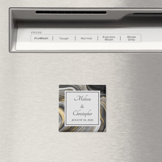 Moderne Gold & Gray Agate Geode Mineral Wedding Magnet (In Situ (Geschirrspüler))