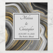 Moderne Gold & Gray Agate Geode Mineral Wedding Weinetikett (Einzelnes Label)